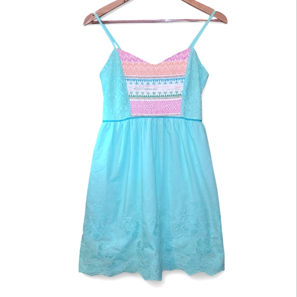 Flying Tomato Turquoise and Pink Mini Dress